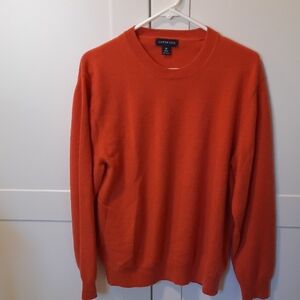 Lands' End Men's Bright Orange Crewneck Sweater 100% Cashmere Size M